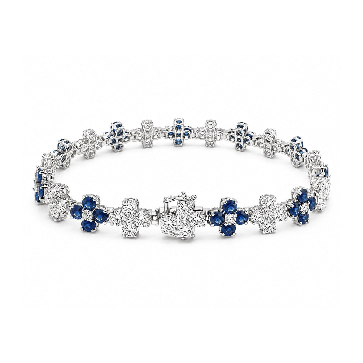Sapphire Diamond Flower Line Bracelet