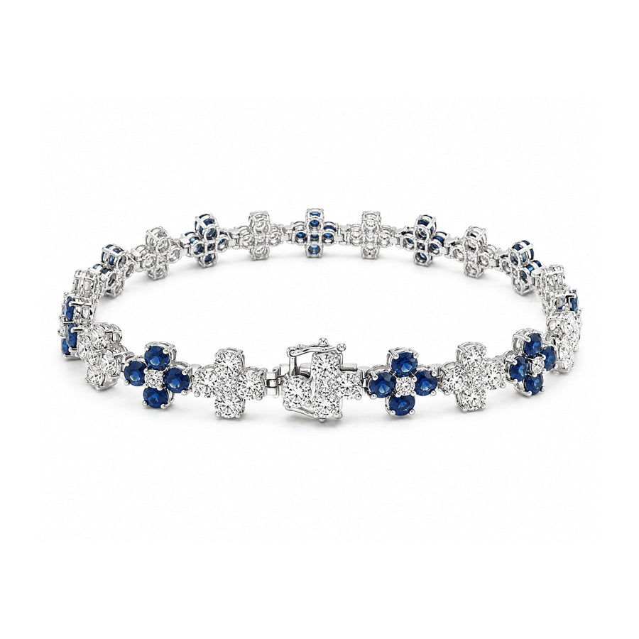 Sapphire Diamond Flower Line Bracelet