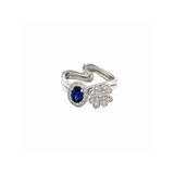 Sapphire Diamond Flower Ring-Sapphire Diamond Flower Ring