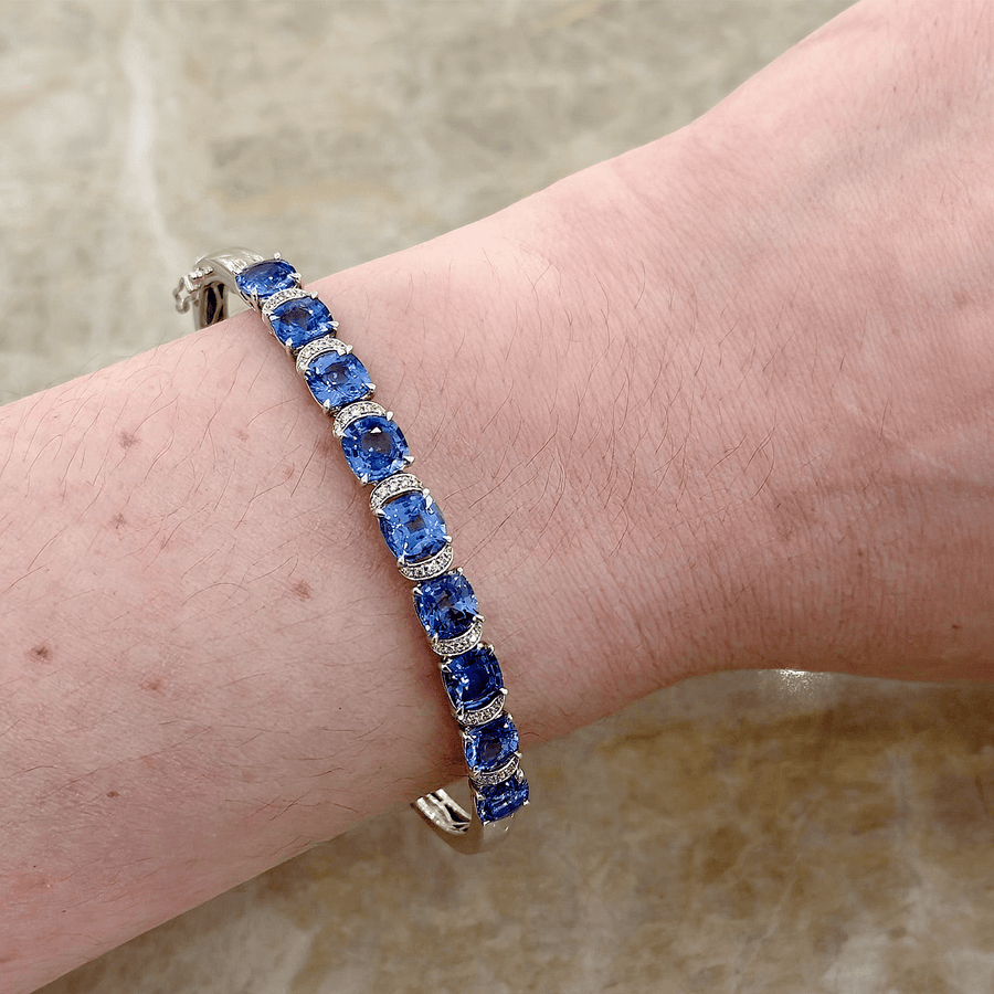 Sapphire Diamond Halfway Bangle - SBNEL00166