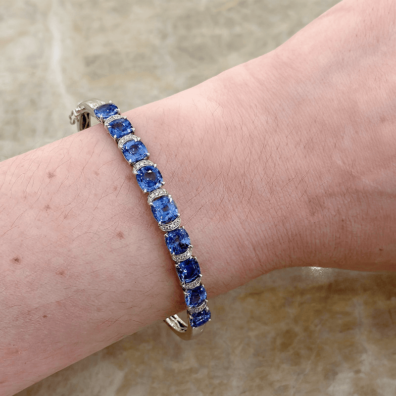 Sapphire Diamond Halfway Bangle-Sapphire Diamond Halfway Bangle - SBNEL00166