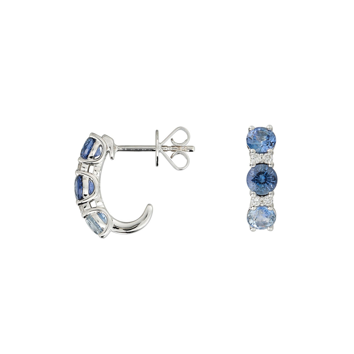 Sapphire Diamond Huggie Earrings - SENEL00315