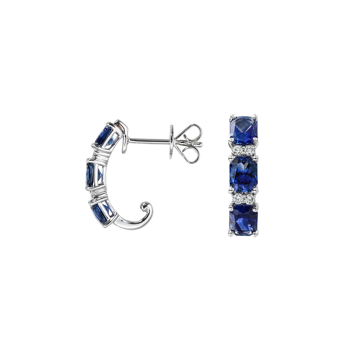 Sapphire Diamond Huggie Earrings - SENEL00323