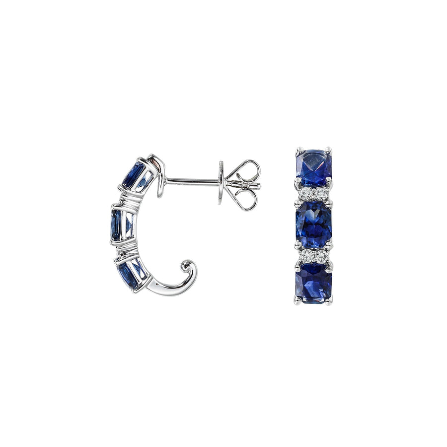Sapphire Diamond Huggie Earrings - SENEL00323