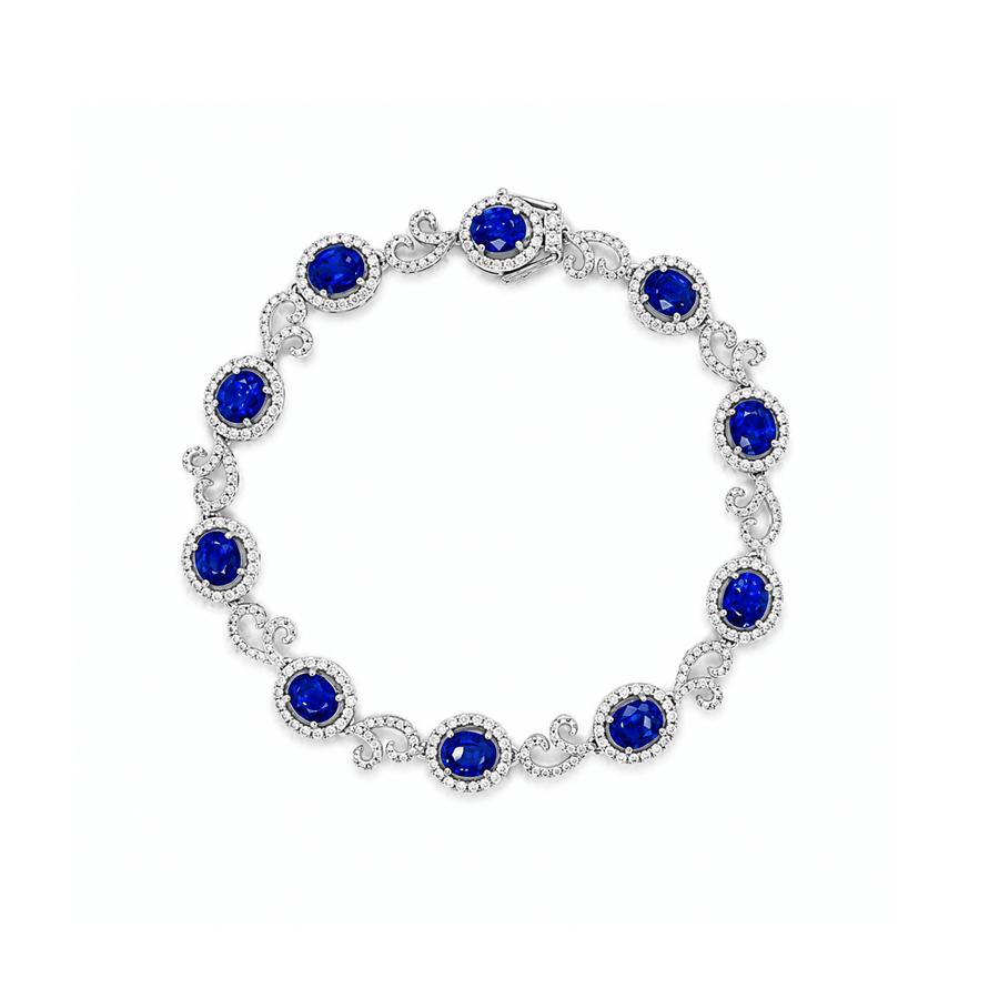 Sapphire Diamond Line Bracelet