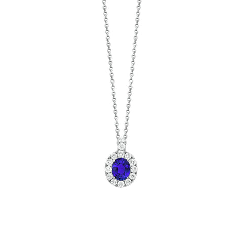 Sapphire Diamond Necklace-Sapphire Diamond Necklace - P6706-S