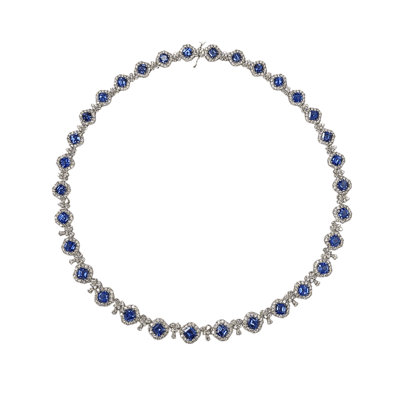 Sapphire Diamond Necklace-Sapphire Diamond Necklace - SNNEL00323