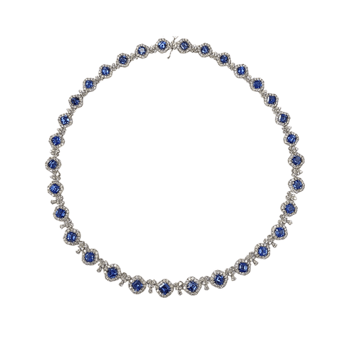 Sapphire Diamond Necklace-Sapphire Diamond Necklace - SNNEL00323