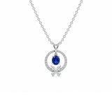 Sapphire Diamond Pendant and Chain-Sapphire Diamond Pendant and Chain