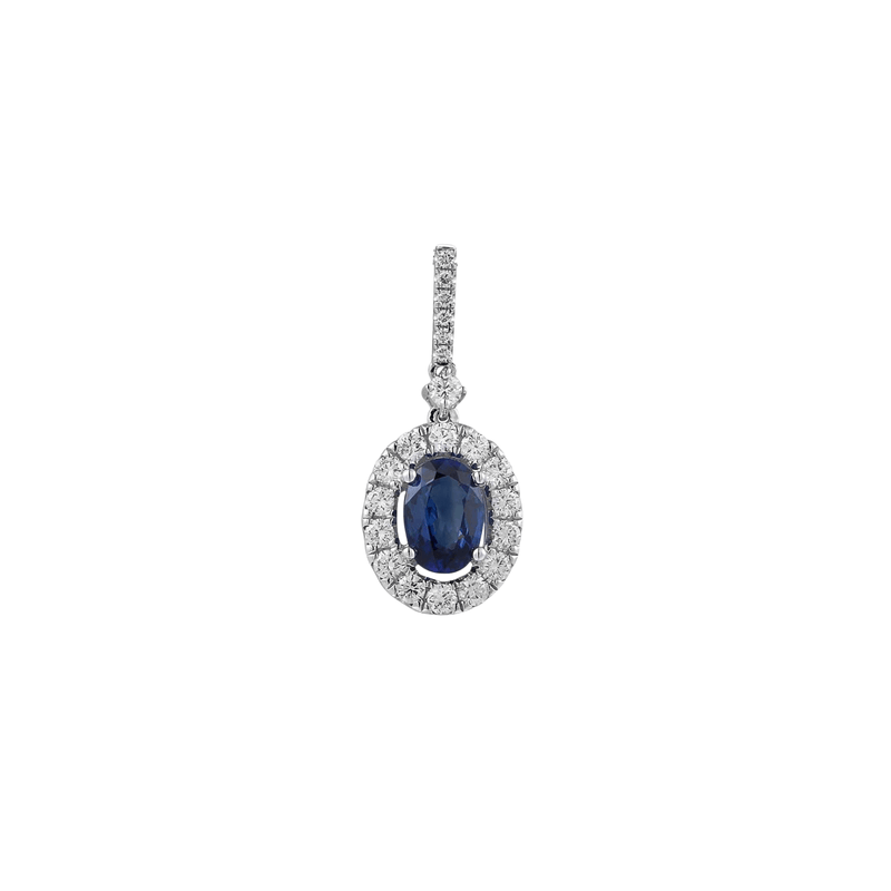 Sapphire Diamond Pendant on Chain-Sapphire Diamond Pendant - SPRTJ00082