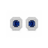 Sapphire Diamond Stud Earrings-Sapphire Diamond Stud Earrings