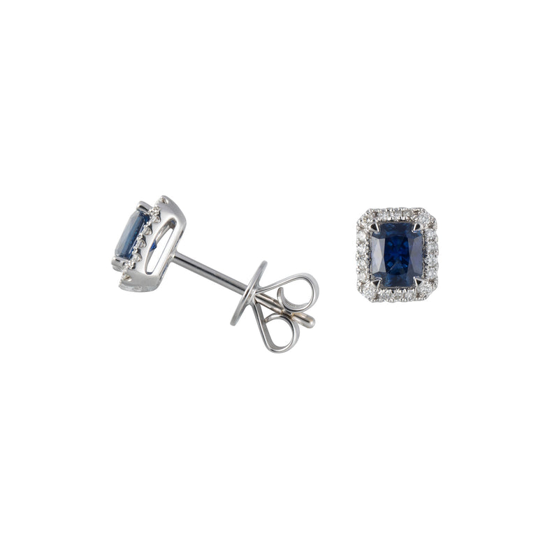 Sapphire Diamond Stud Earrings-Sapphire Diamond Stud Earrings - SENEL00356