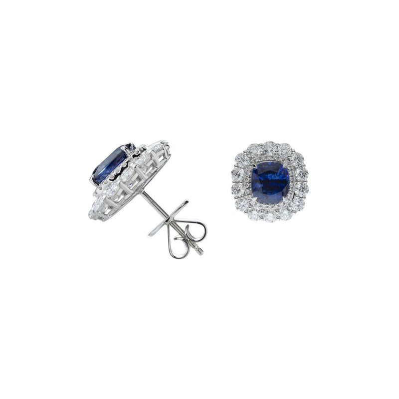 Sapphire Diamond Stud Earrings-Sapphire Diamond Stud Earrings - SENEL00364