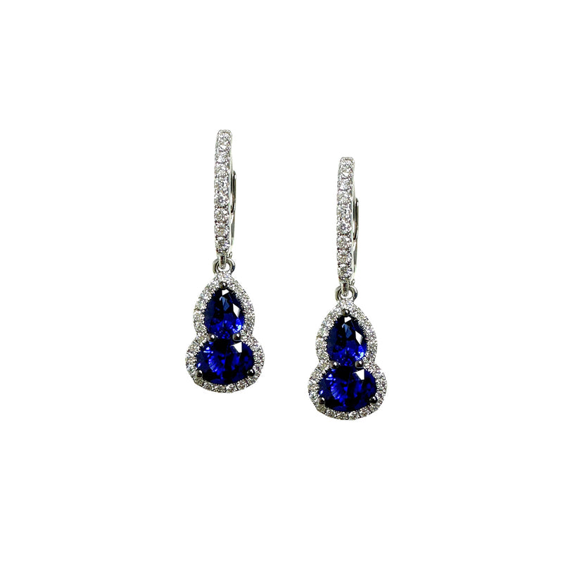 Sapphire Gourd Diamond Earrings-Sapphire Gourd Diamond Earrings - SETIJ00984