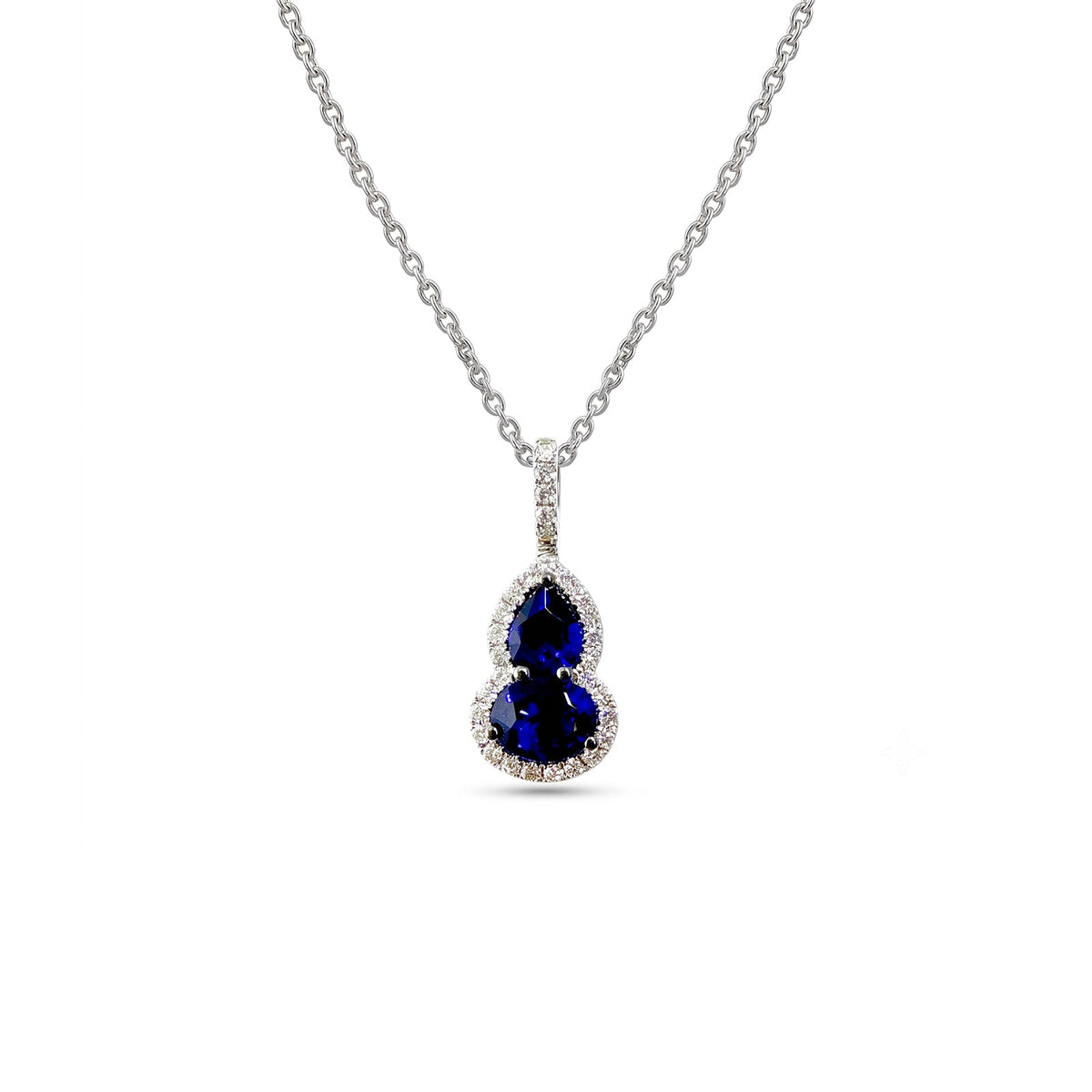 Sapphire Gourd Diamond Pendant on Chain