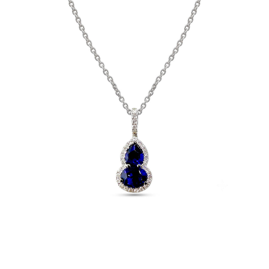 Sapphire Gourd Diamond Pendant on Chain