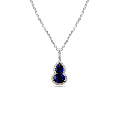 Sapphire Gourd Diamond Pendant on Chain-Sapphire Gourd Diamond Pendant on Chain