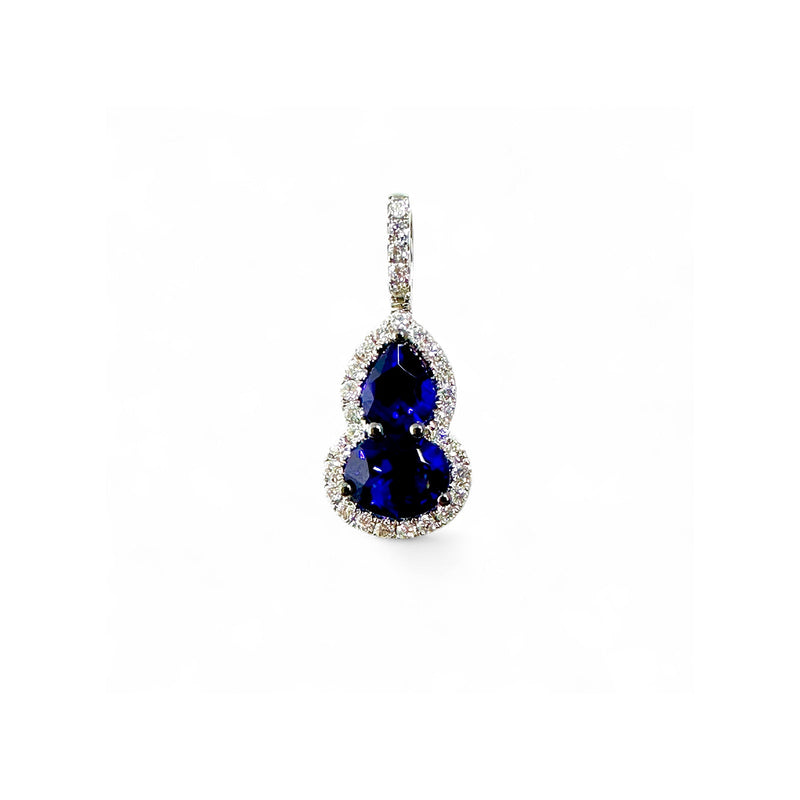 Sapphire Gourd Diamond Pendant on Chain-Sapphire Gourd Diamond Pendant on Chain - SNTIJ00679