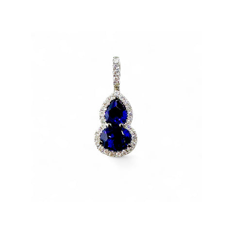 Sapphire Gourd Diamond Pendant on Chain-Sapphire Gourd Diamond Pendant on Chain - SNTIJ00679