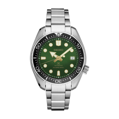 Seiko Prospex 1968 Heritage Diver's Watch SPB105-Seiko Prospex 1968 Heritage Diver's Watch SPB105 in a 44mm stainless steel case with green dial on stainless steel bracelet, featuring a date dislay and automatic movement with up to 50 hours of power reserve.