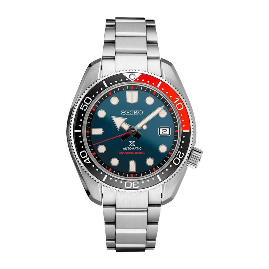 Seiko Prospex 1968 Diver Blue Dial Automatic Watch SPB097 in a 44mm stainless steel watch with blue dial on stainless steel bracelet, featuring a date display and automatic movement with up to 50 hours of power reserve, making it a precise and reliable timepiece.