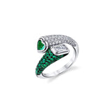 SHAY Diamond & Emerald Mixed Bypass Pinky Ring-SHAY Diamond & Emerald Mixed Bypass Pinky Ring - SR446 - WG