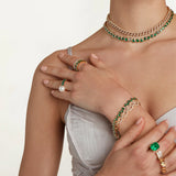 SHAY Emerald and Diamond Staggered Marquise Bracelet-SHAY Emerald and Diamond Staggered Marquise Bracelet - SB483-EM-YG
