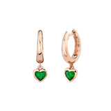 SHAY Emerald Bezel Heart Huggies-SHAY Emerald Bezel Heart Huggies - SE391 - RG