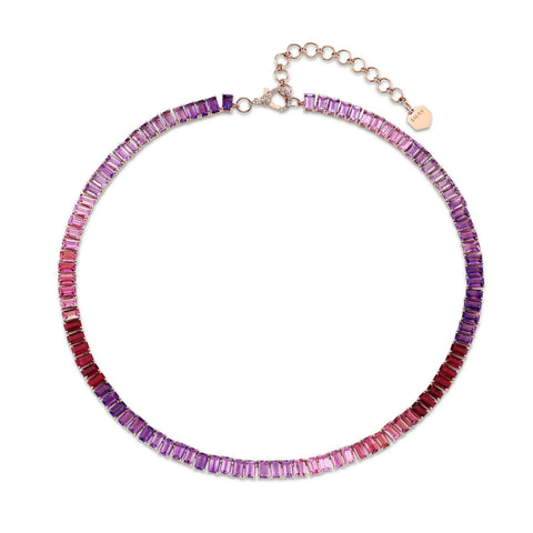 SHAY Pink Sapphire Ombre Eternity Necklace-SHAY Pink Sapphire Ombre Eternity Necklace - SN496 - PS - RG