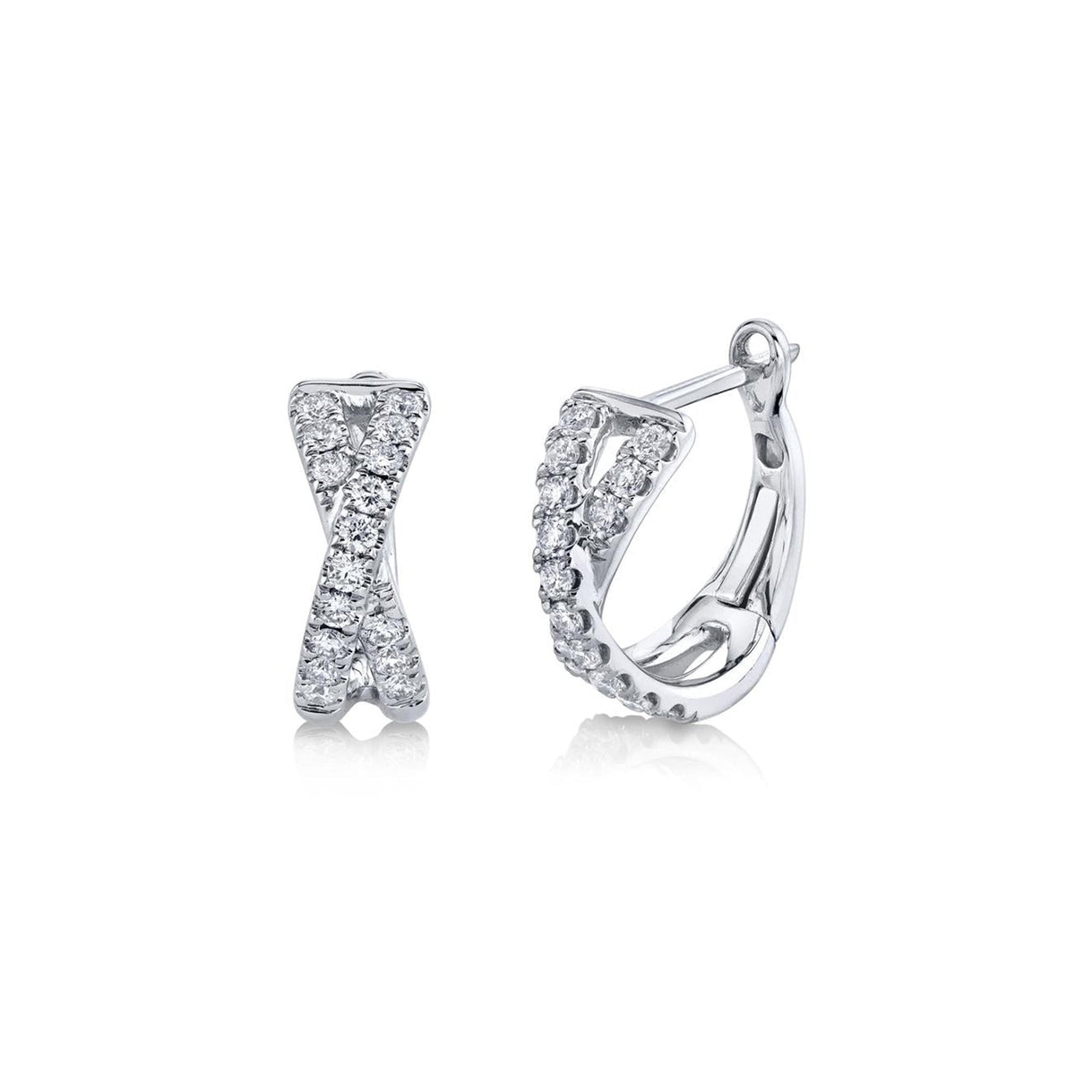 Shy Creation Criss Cross Diamond Huggie Earrings 0.40 CT - SC22007274