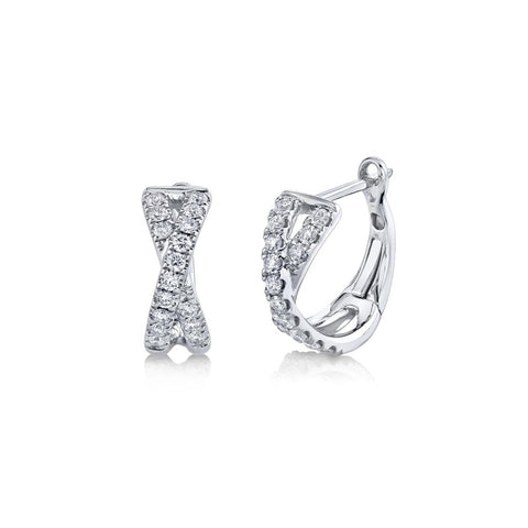 Shy Creation Criss Cross Diamond Huggie Earrings 0.40 CT-Shy Creation Criss Cross Diamond Huggie Earrings 0.40 CT - SC22007274