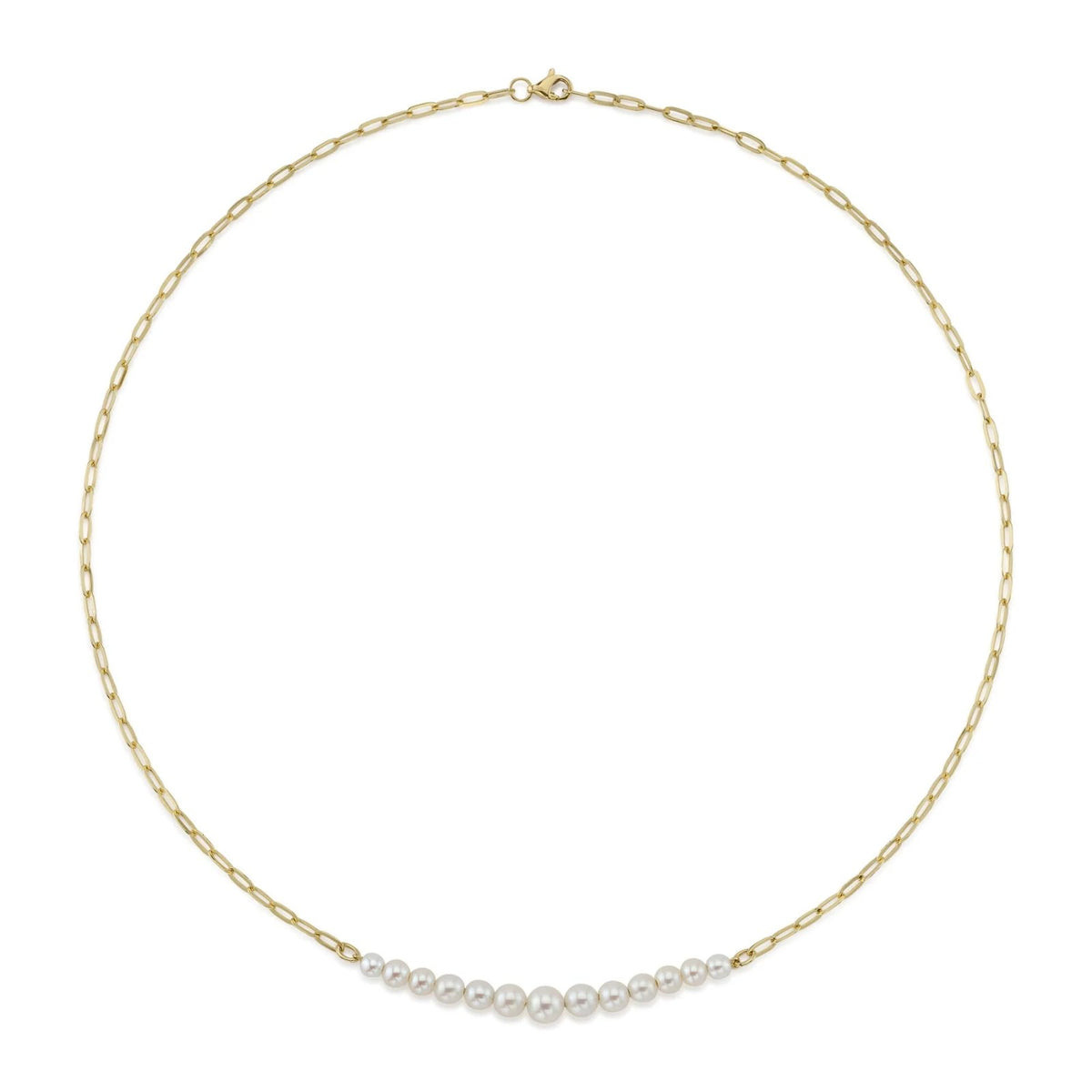 Shy Creation Cultured Pearl Paper Clip Link Necklace - SC55023409