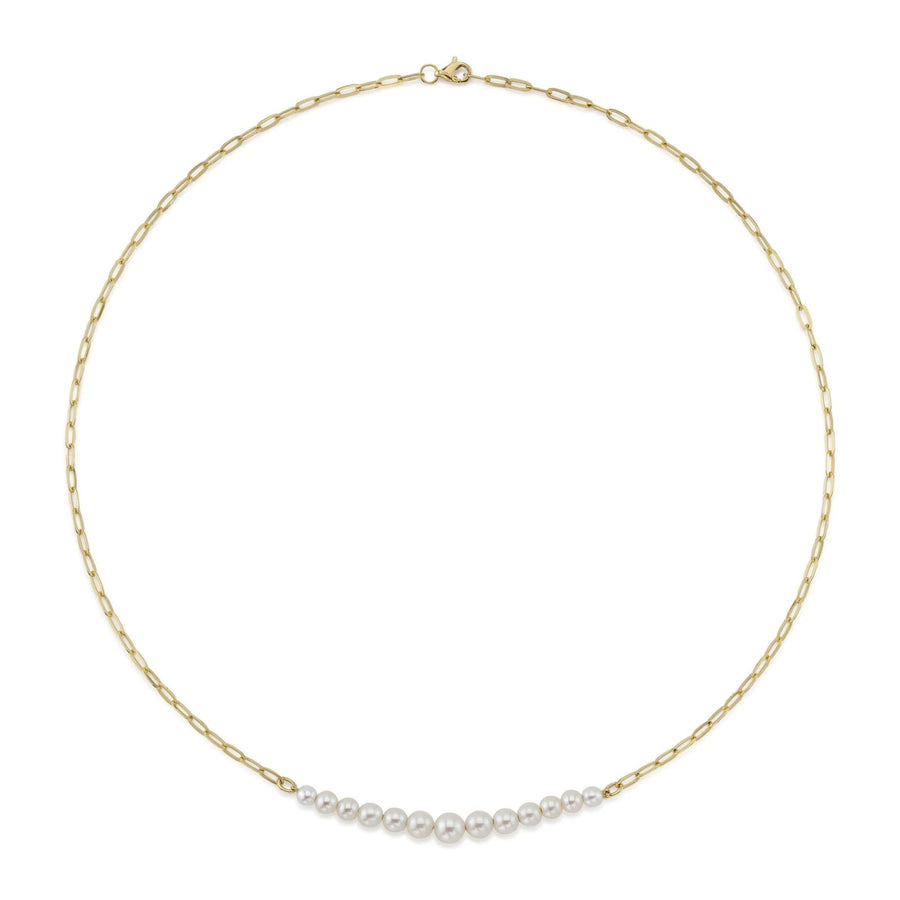 Shy Creation Cultured Pearl Paper Clip Link Necklace - SC55023409