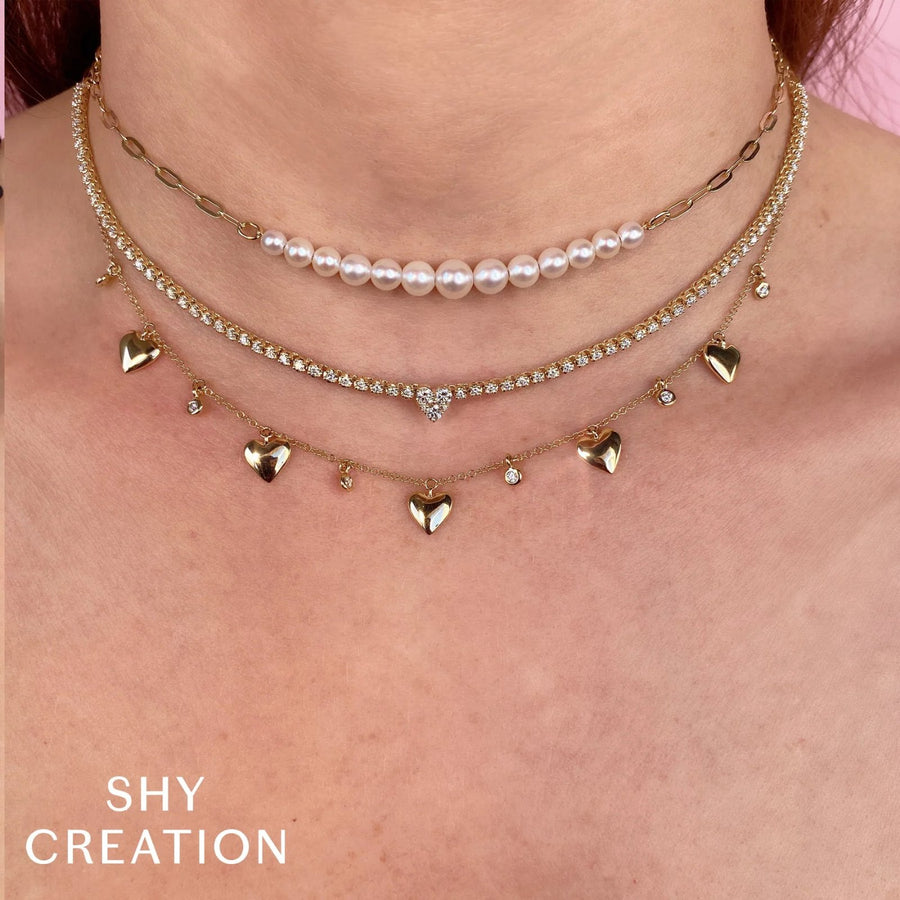 Shy Creation Cultured Pearl Paper Clip Link Necklace - SC55023409