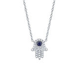 Shy Creation Diamond 0.09 CT & Blue Sapphire 0.08 CT Hamsa Necklace-Shy Creation Diamond 0.09 CT & Blue Sapphire 0.08 CT Hamsa Necklace - SC55005244