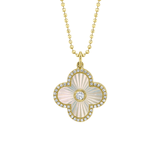 Shy Creation Diamond 0.18 CT & Mother of Pearl 0.94 CT Clover Necklace-Shy Creation Diamond 0.18 CT & Mother of Pearl 0.94 CT Clover Necklace - SC55028484