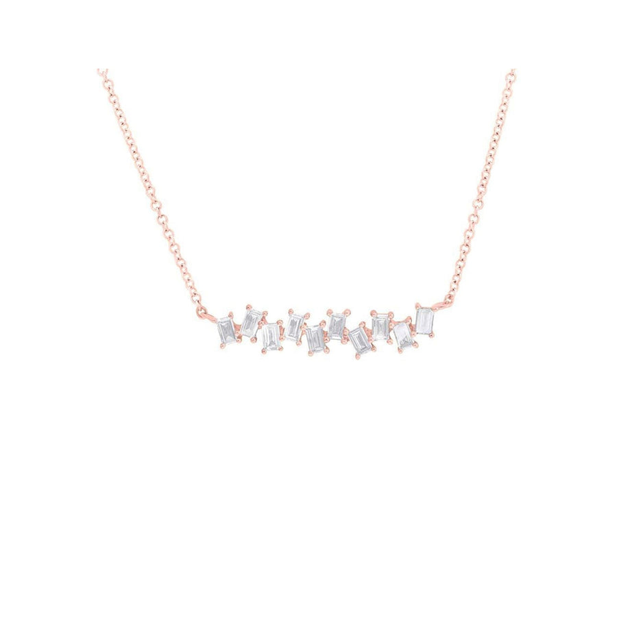 Shy Creation Diamond Baguette Bar Necklace 0.25 CT - SC55006326