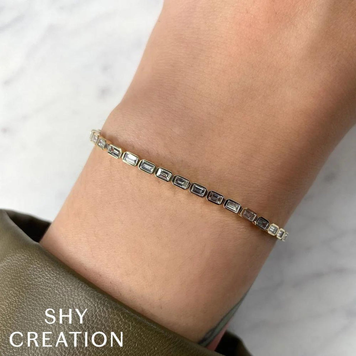 Shy Creation Diamond Baguette Bezel Tennis Bracelet - SC22009086