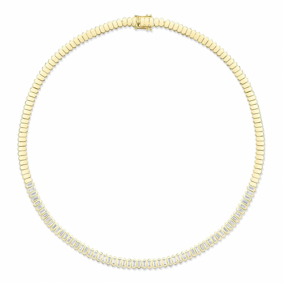 Shy Creation Diamond Baguette Bezel Tennis Necklace 3.01 CT - SC22009106Z17