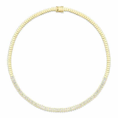 Shy Creation Diamond Baguette Bezel Tennis Necklace 3.01 CT-Shy Creation Diamond Baguette Bezel Tennis Necklace 3.01 CT - SC22009106Z17
