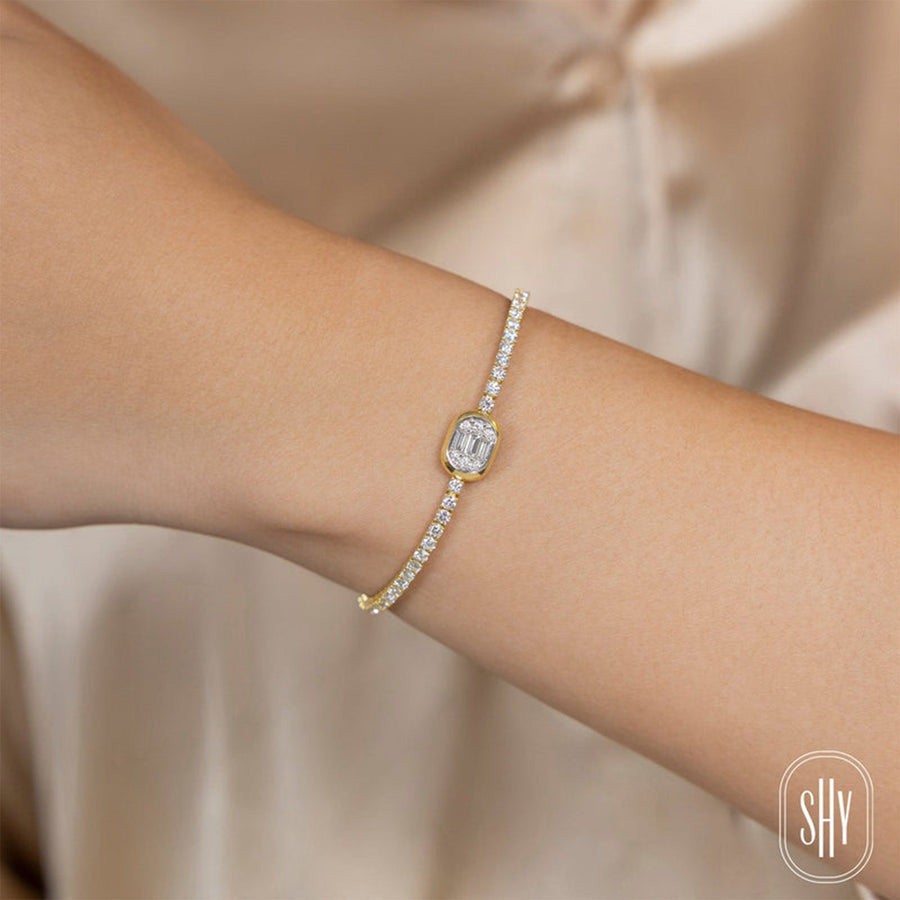 Shy Creation Diamond Baguette Bracelet 2.80 CT
