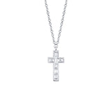 Shy Creation Diamond Baguette Cross Necklace-Shy Creation Diamond Baguette Cross Necklace - SC55007314