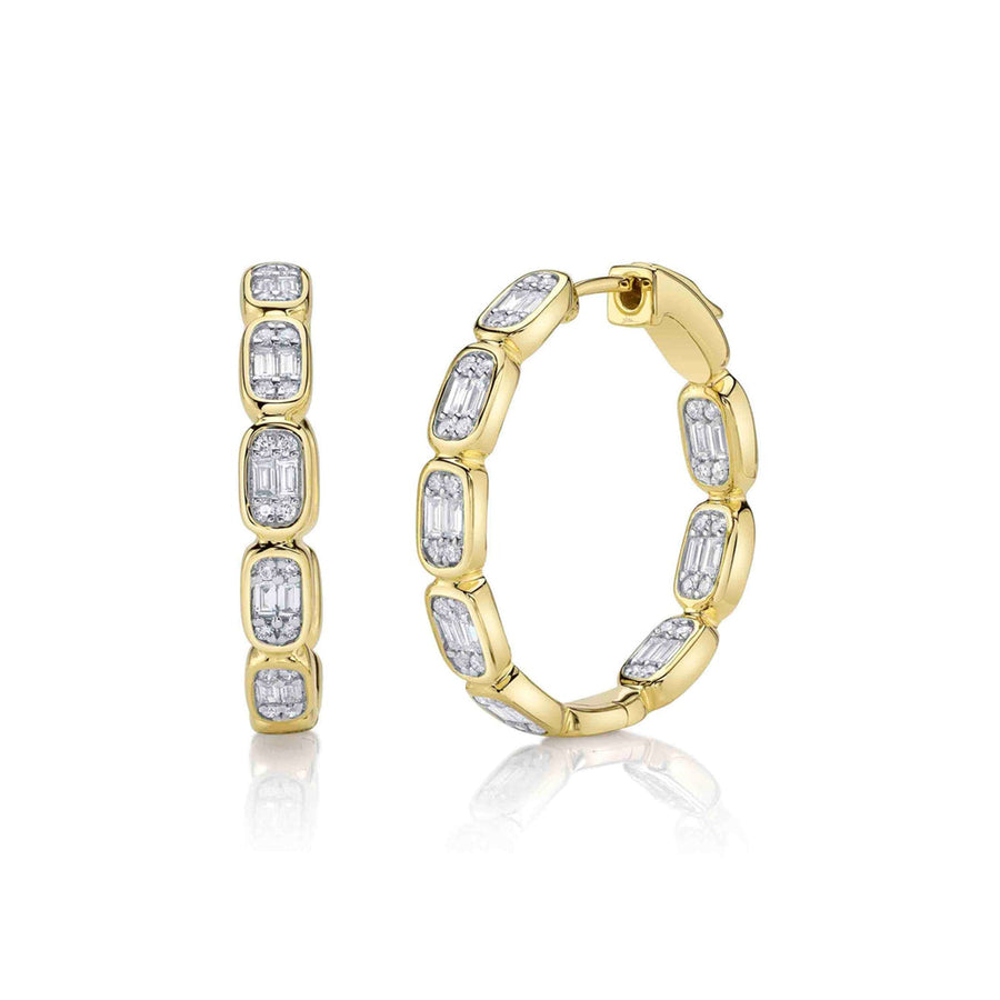 Shy Creation Diamond Baguette Hoop Earrings 0.90 CT - SC55027003RDD1.00