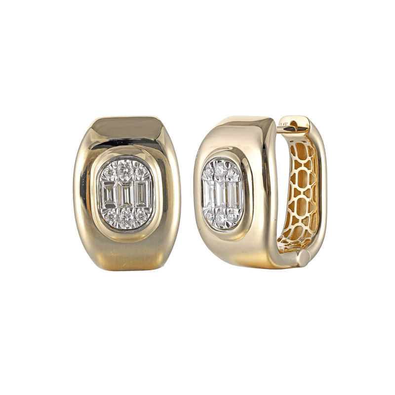 Shy Creation Diamond Baguette Oval Hoop Earrings 0.40 CT-Shy Creation Diamond Baguette Oval Hoop Earrings 0.40 CT - B22001037V3H0.70