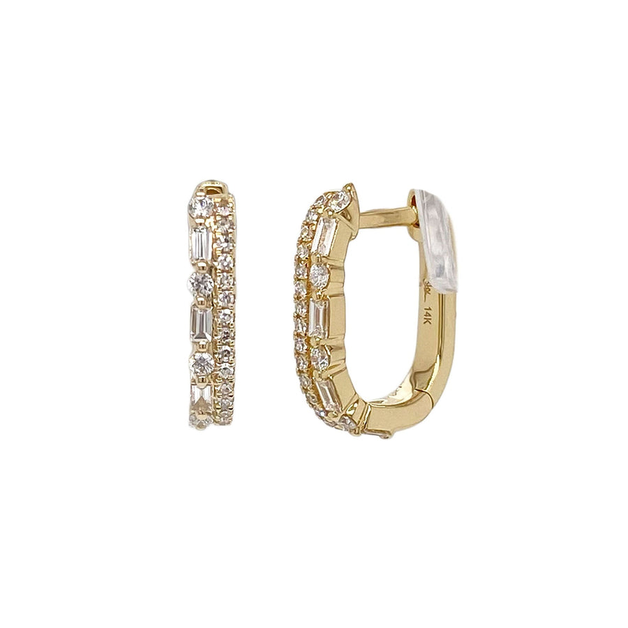 Shy Creation Diamond Baguette Oval Huggie Earrings 0.31 CT - SC55029278