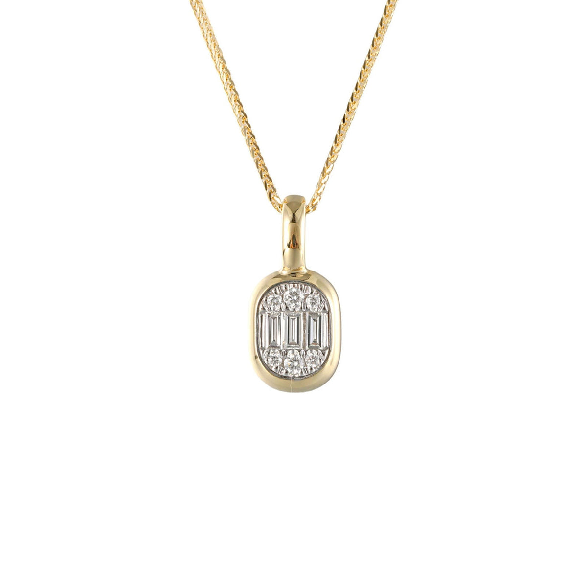 Shy Creation Diamond Baguette Pendant Necklace 0.20 CT - B22001013V3