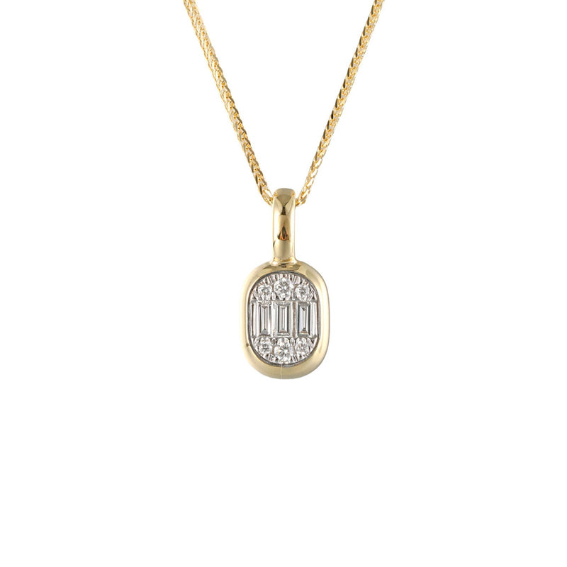 Shy Creation Diamond Baguette Pendant Necklace 0.20 CT-Shy Creation Diamond Baguette Pendant Necklace 0.20 CT - B22001013V3