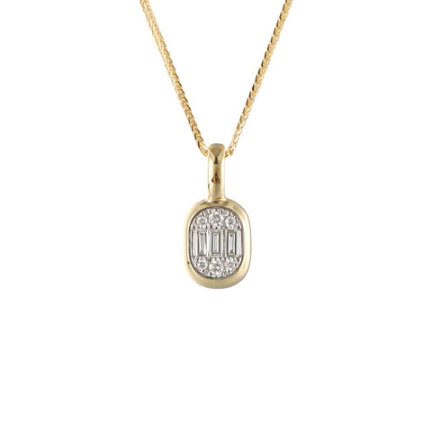 Shy Creation Diamond Baguette Pendant Necklace 0.20 CT-Shy Creation Diamond Baguette Pendant Necklace 0.20 CT - B22001013V3