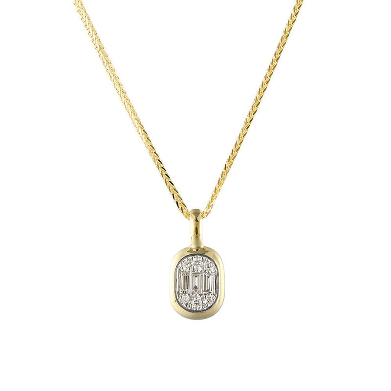 Shy Creation Diamond Baguette Pendant Necklace 0.55 CT-Shy Creation Diamond Baguette Pendant Necklace 0.55 CT - B22001013