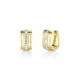 Shy Creation Diamond Baguette Ribbed Huggie Earrings 0.34 CT-Shy Creation Diamond Baguette Ribbed Huggie Earrings 0.34 CT - SC55027662